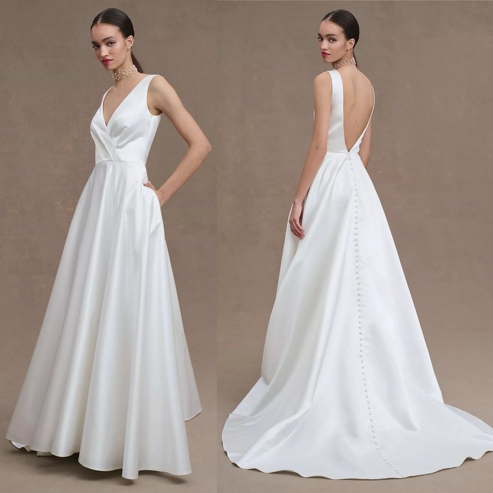 NWT Anthropologie Wtoo by Watters Jaya V-Neck Taffeta A-Line Wedding Gown BHLDN